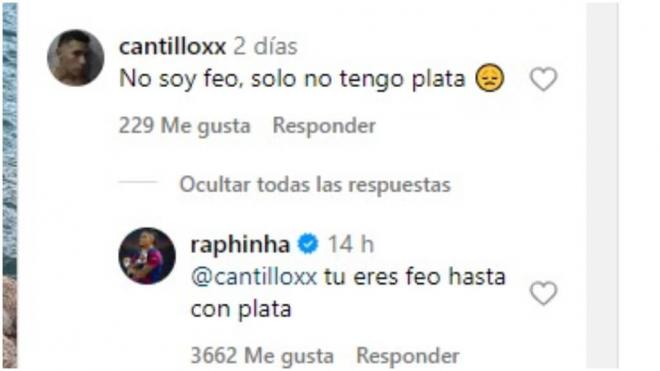 Raphinha responde a las críticas. (Fuente: @taia_belloli y @raphinha)