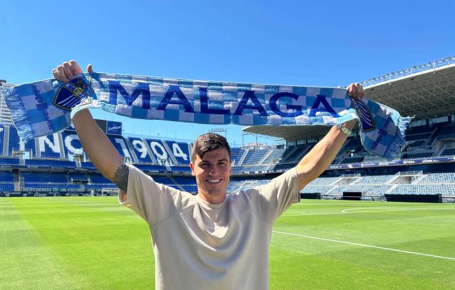 Castel, en La Rosaleda, donde ya debutó en la jornada 3 ante el Albacete. (Foto: A.F.L)