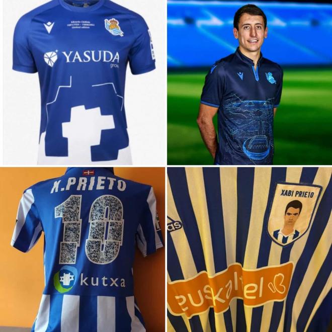 Algunos diseños exclusivos de camisetas de la Real Sociedad.