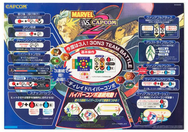 Imagen del Museo con las instrucciones japonesas de Marvel vs. Capcom 2.