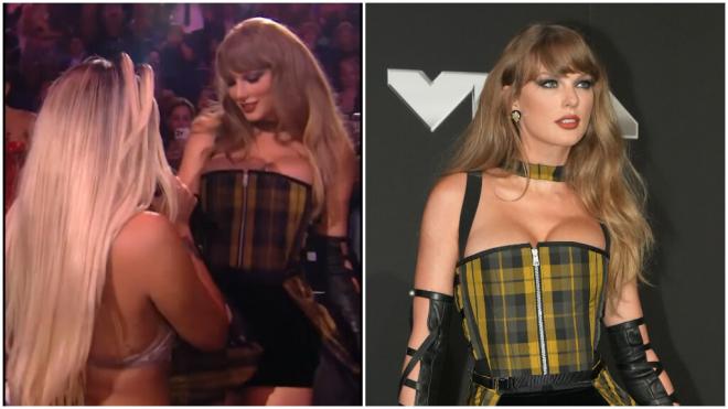 Taylor Swift y Karol G durante la gala (@vmas/ Europa Press)