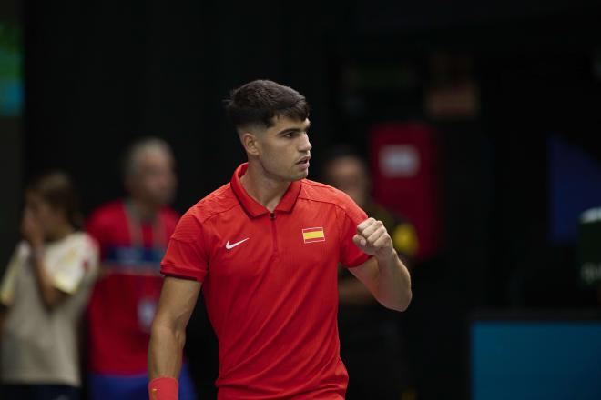 Carlos Alcaraz, durante la Copa Davis en Valencia (Foto: Cordon Press).