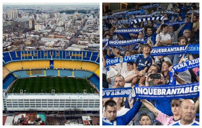 La Bombonera y la afición del Real Oviedo.