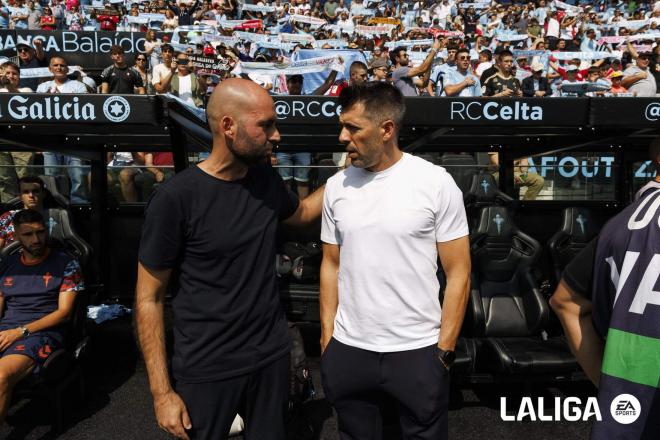 Claudio Giráldez y Paulo Pezzolano en el Celta - Real Valladolid.