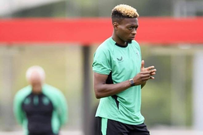 El delantero Álvaro Djaló se entrena en Lezama (Foto: Athletic Club).