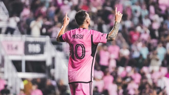 Leo Messi celebrando un gol con el Inter de Miami (Fuente: Inter Miami)