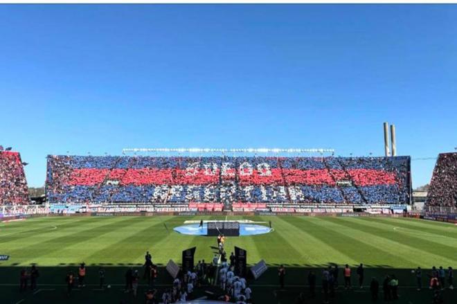 Tifo de la hinchada de San Lorenzo de Almagro en Boedo.