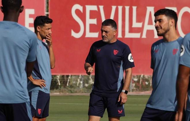 Jesús Navas y García Pimienta, durante un entrenamiento (Foto: Kiko Hurtado).