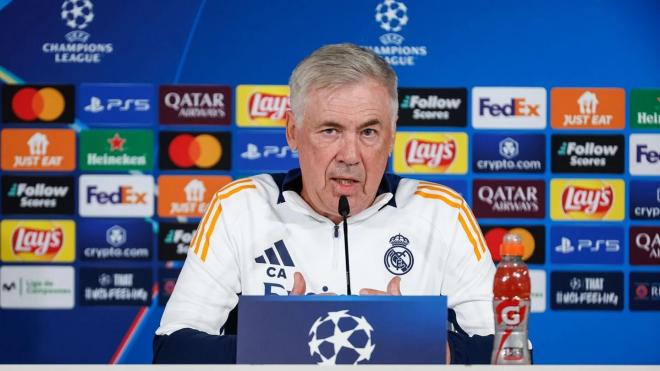 Carlo Ancelotti, en sala de prensa (Foto: RM).