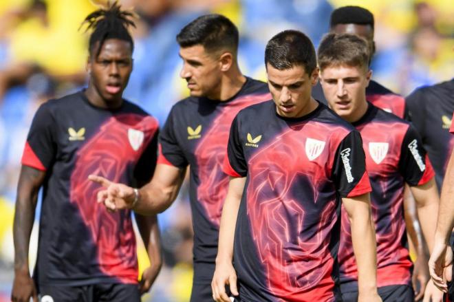 Calentamiento del equipo rojiblanco prepartido (Foto: Athletic Club).