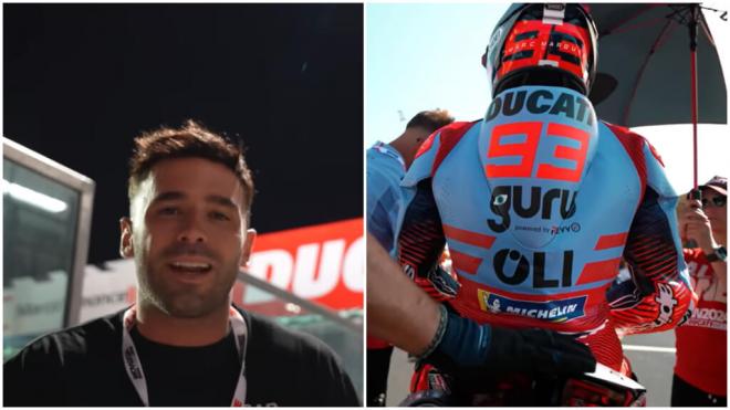 Luca Salvadori y el mono de Marc Márquez en el vídeo que subió el malogrado piloto italiano.