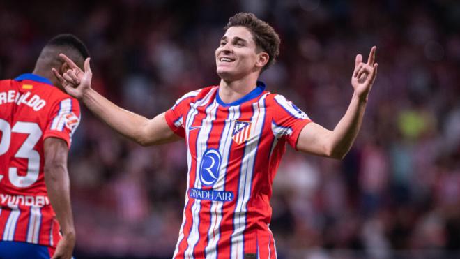 Julián Álvarez celebrando su gol con el Atlético de Madrid (Fuente: Cordon Press)