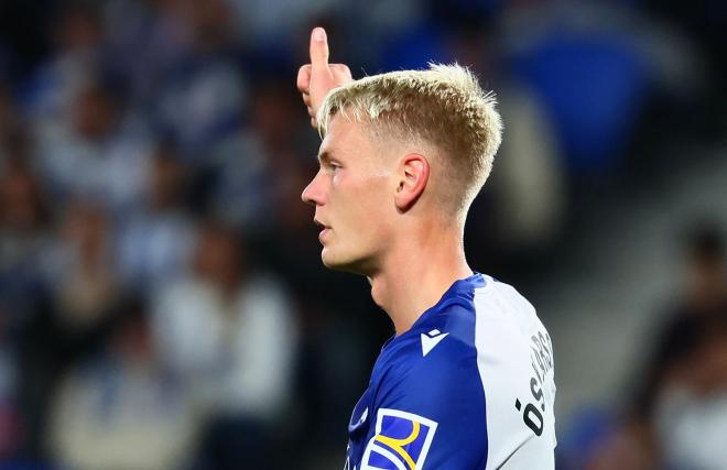 Orri Oskarsson, en el partido contra el Real Madrid (Foto: Real Sociedad).