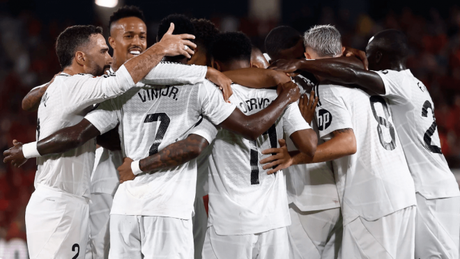 El Real Madrid celebrando un gol (Foto: RM).