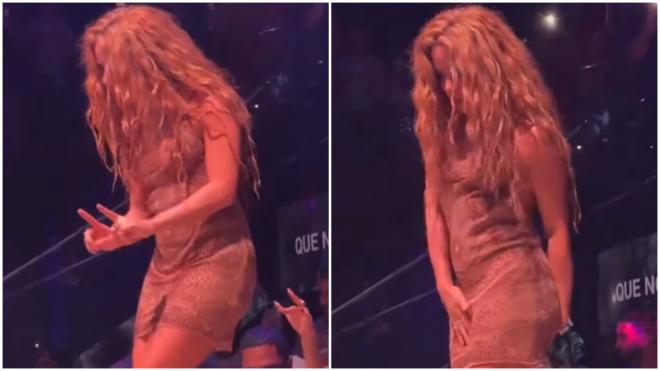 Shakira en el momento en el que se da cuenta que la están grabando (Captura de 'X' de @FeimM_)