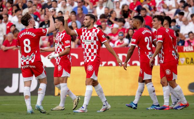 El Girona celebrando un gol en LALIGA (Foto: Cordon Press).