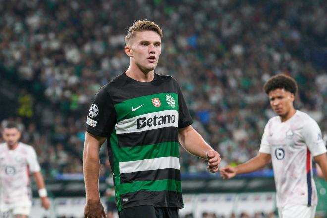 Viktor Gyökeres, durante el partido de Champions League con el Sporting de Lisboa (foto: Cordon Pr