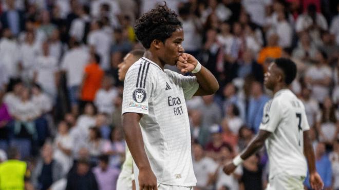 Endrick celebra su gol con el Real Madrid ante el Stuttgart en Champions (foto: cordon Press).