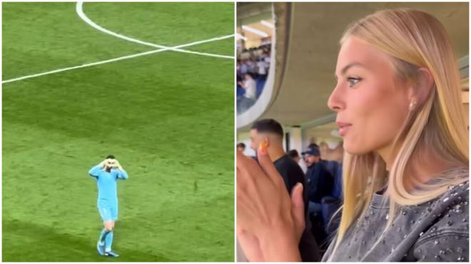 Thibaut Courtois y Mishel Gerzig en el Santiago Bernabéu (Fotos: redes sociales)