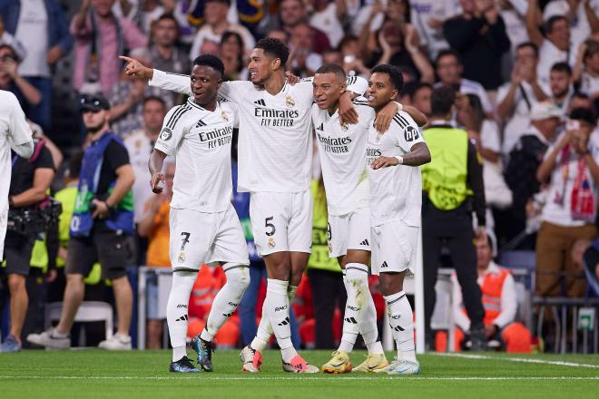 Vinicius, Jude Bellingham, Kylian Mbappé y Rodrygo en el partido de Champions (Cordon Press)