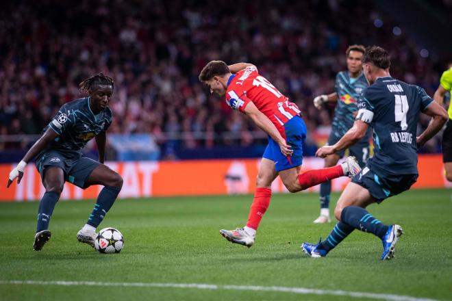 Julián Álvarez, ante el RB Leipzig en Champions (Foto: Cordon Press).