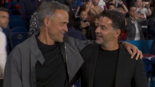 Luis Enrique y Míchel antes del PSG-Girona (Movistar +)