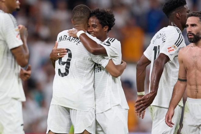 Kylian Mbappé y Endrick con el Real Madrid en el Champions (Cordon Press)