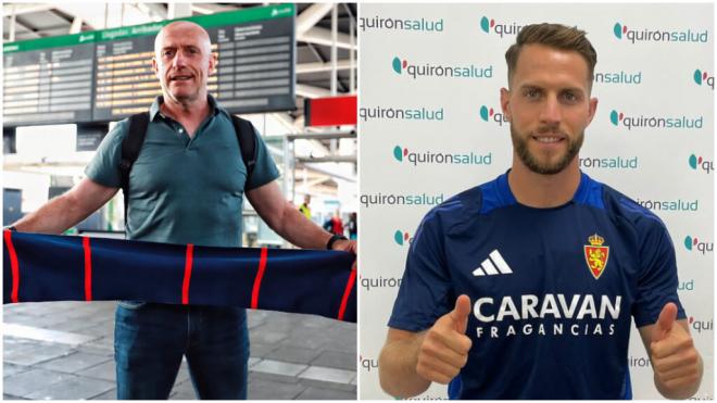 Julián Calero con la bufanda del Levante e Iván con la camiseta del Zaragoza