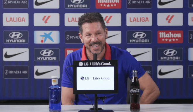 Simeone, en rueda de prensa del Atlético de Madrid.