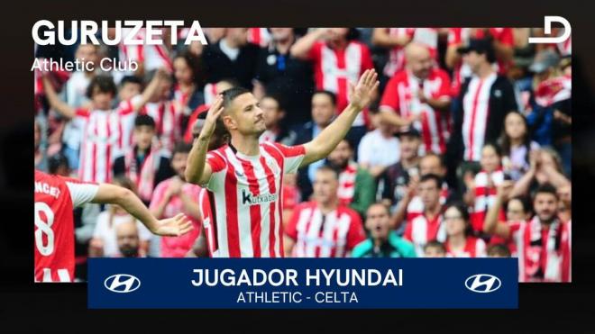 Gorka Guruzeta ha sido el mejor jugador del Athletic Club - RC Celta de este domingo en San Mamés.