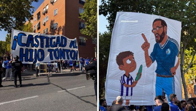 Las pancartas del Getafe-Leganés (Fotos: @UltrasAccountOF).