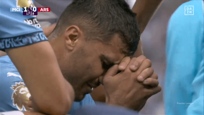 Rodri Hernández no pudo contener las lágrimas (DAZN)