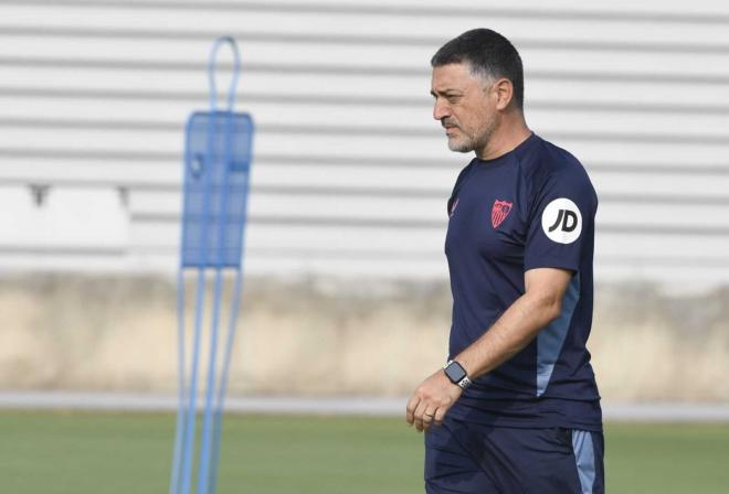 García Pimienta, en el entrenamiento previo al partido ante el Valladolid (Foto: Kiko Hurtado).