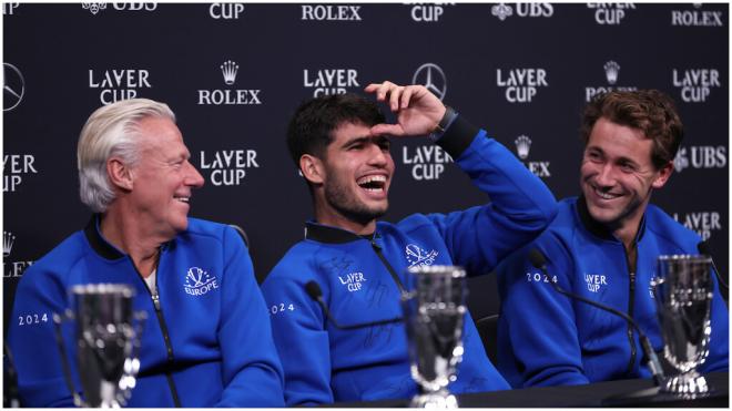 Carlos Alcaraz y el Team Europe tras la victoria en la Laver Cup. (Fuente: @LaverCup)