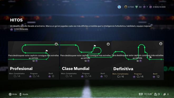 El menú de los hitos en EA Sports FC 25.