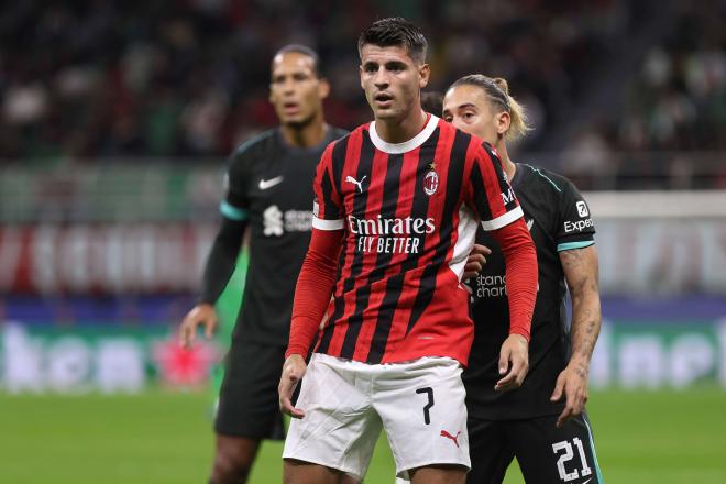 Álvaro Morata, en un partido con el Milan (Foto: Cordon Press).