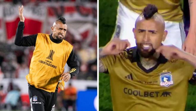 El show de Arturo Vidal durante el River Plate-Colo Colo.