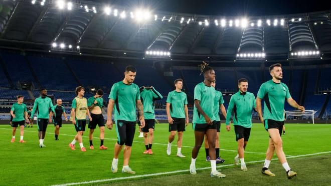 El Athletic, entrenando en el Estadio Olímpico de Roma (Foto: Athletic Club).