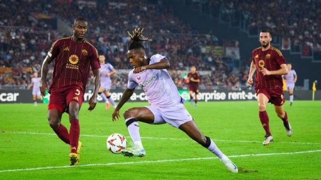 Nico Williams, al ataque en el Estadio Olímpico de Roma (Foto: Athletic Club).