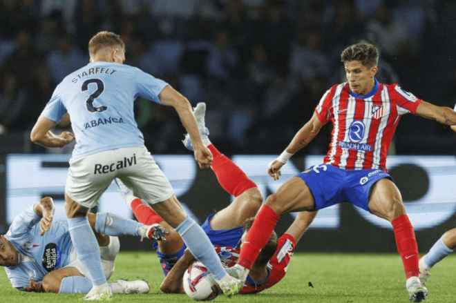 Carl Starfelt ante el Atlético de Madrid (Foto: LaLiga).