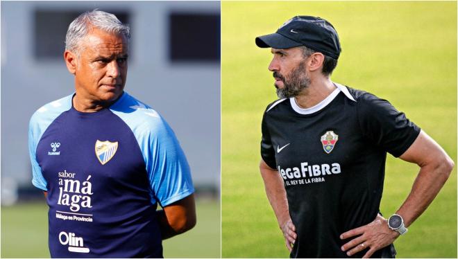 Sergio Pellicer y Eder Sarabia, técnicos de Málaga y Elche. (MCF/ECF)