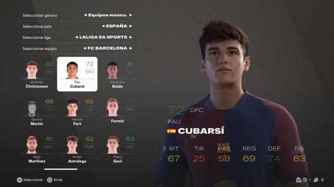 Pau Cubarsí es uno de los 10 jugadores más prometedores de LaLiga en FC 25.