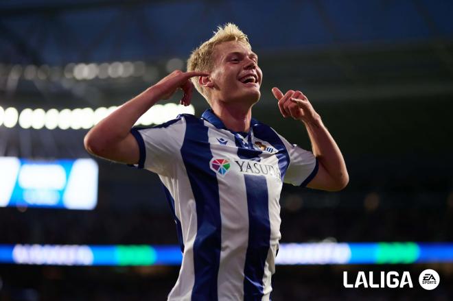 Gol de Orri Oskarsson en el Real Sociedad - Valencia (Foto: LALIGA).