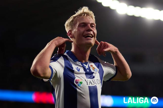 Gol de Orri Oskarsson en el Real Sociedad - Valencia (Foto: LALIGA).