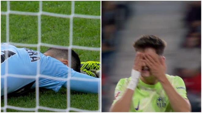 La tristeza de Sergio Herrera tras el gol de Pau Víctor (foto: Capturas Movistar+).