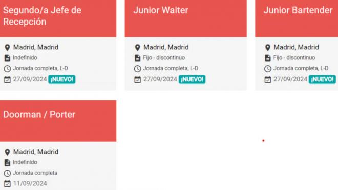 Las ofertas de trabajo en el hotel de Cristiano Ronaldo (Captura web 'Turijobs')