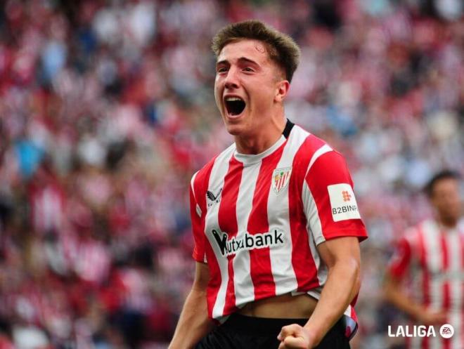 Gol del bermeano Mikel Jauregizar ante el Sevilla FC en San Mamés (Foto: LaLiga).