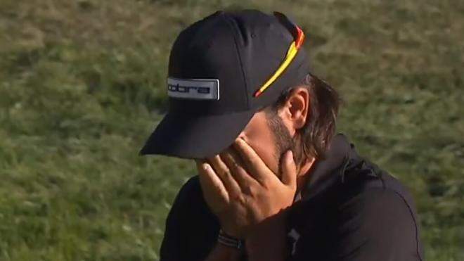 Ángel Hidalgo, tras hacerse con el Open de España de Golf (Captura 'Movistar')