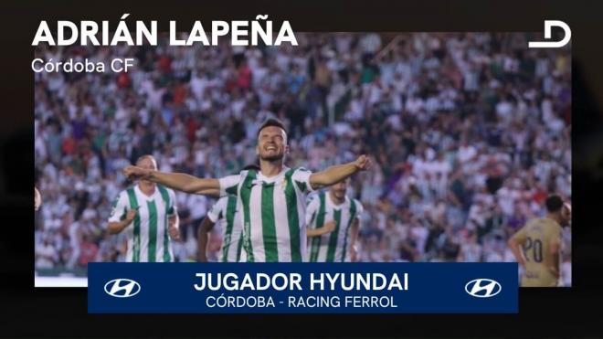 Adrián Lapeña, Jugador Hyundai del Córdoba - Racing de Ferrol.