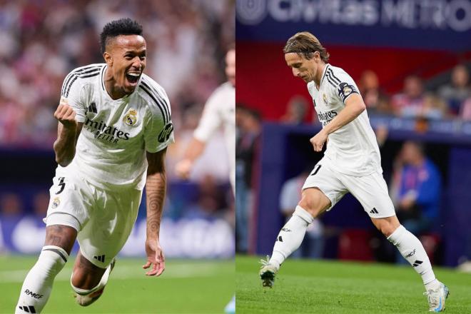 Eder Militao y Luka Modric, en el derbi (Foto: Cordon Press).